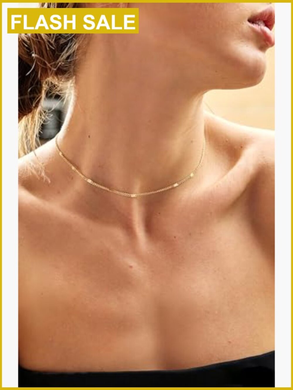 14K Gold Plated Dainty Choker Necklace Simple Trendy Layered Charm Chain Jewelry - Picture 4 of 7